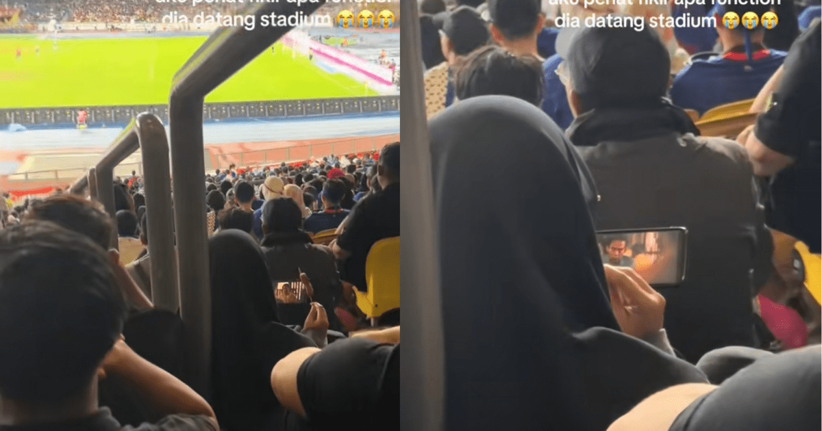 Woman watches online show while live football is ongoing 
