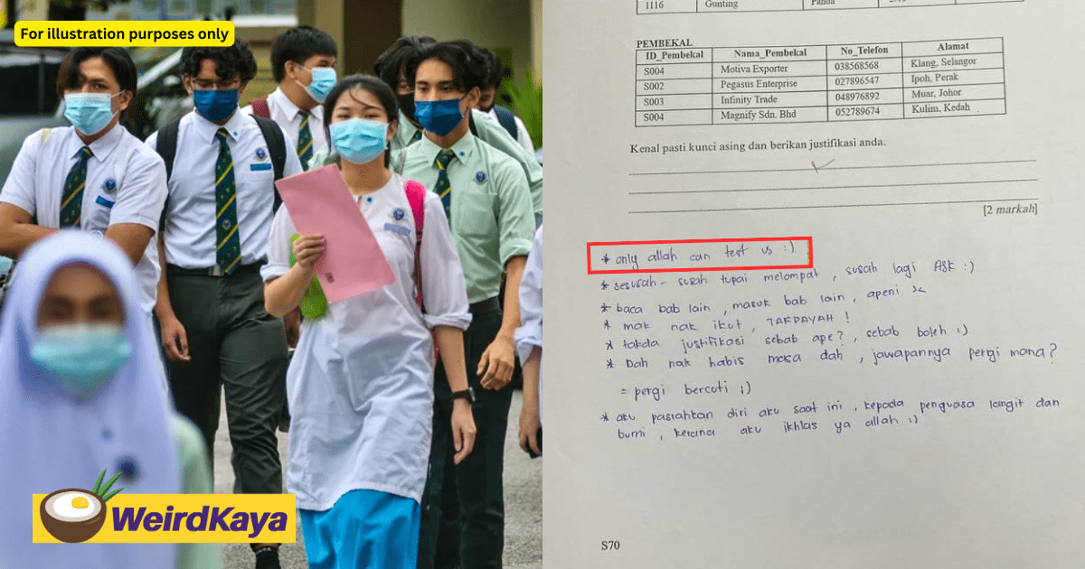 'Only God Can Test Me' — M'sian Student's Answer On Exam Paper Stuns Teacher