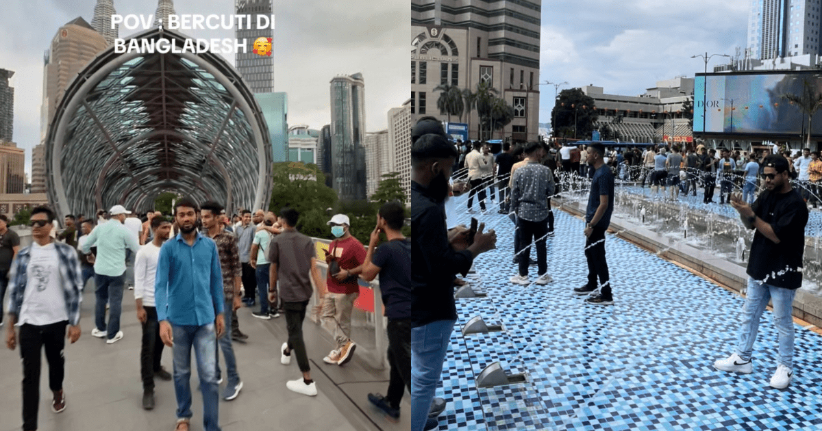 foreign workers leisuring in KLCC
