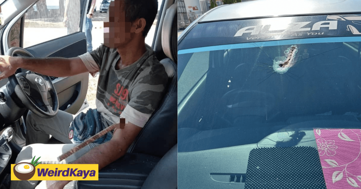 Iron Rod Flies Off From Lorry & Lodges Right Into M'sian Man's Arm In Kuantan