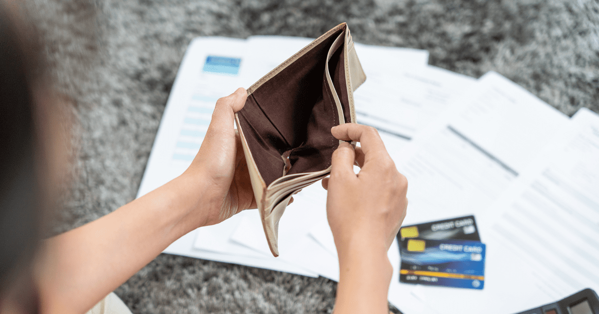 empty wallets with documents and credit cards