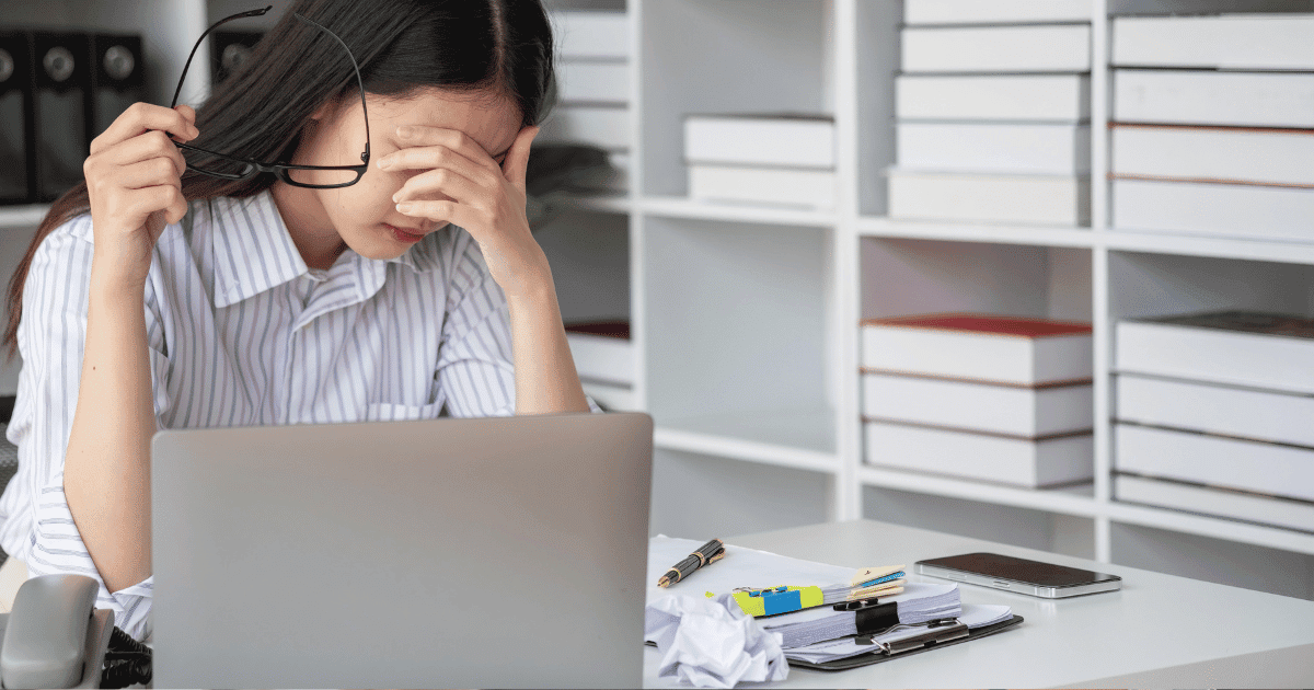 Asian woman stressed out