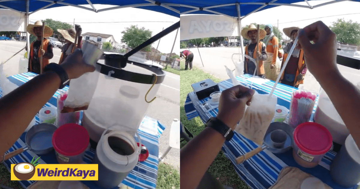 M'sian Vendor Praised For Giving Free Soya Drinks To Foreign Workers
