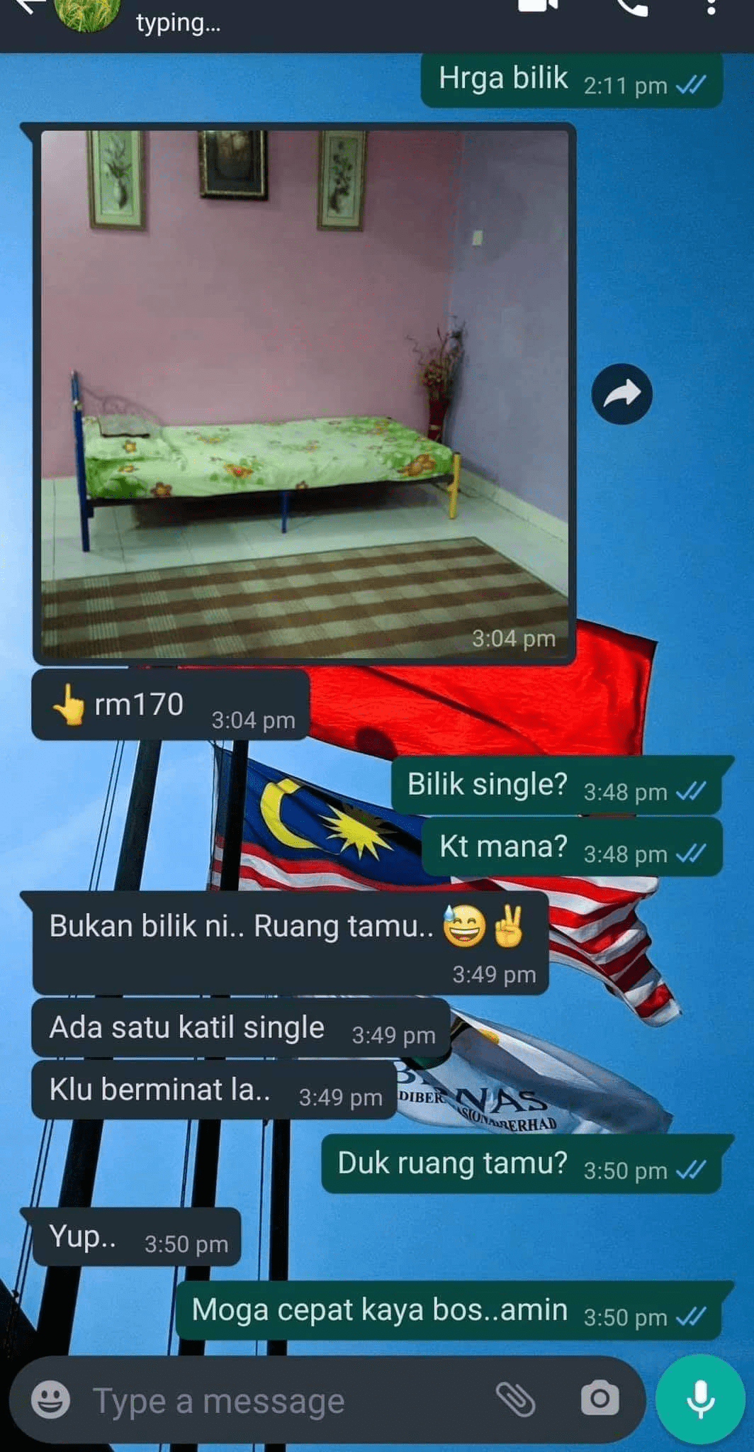 M'sian landlord rents living room with single bed for RM170