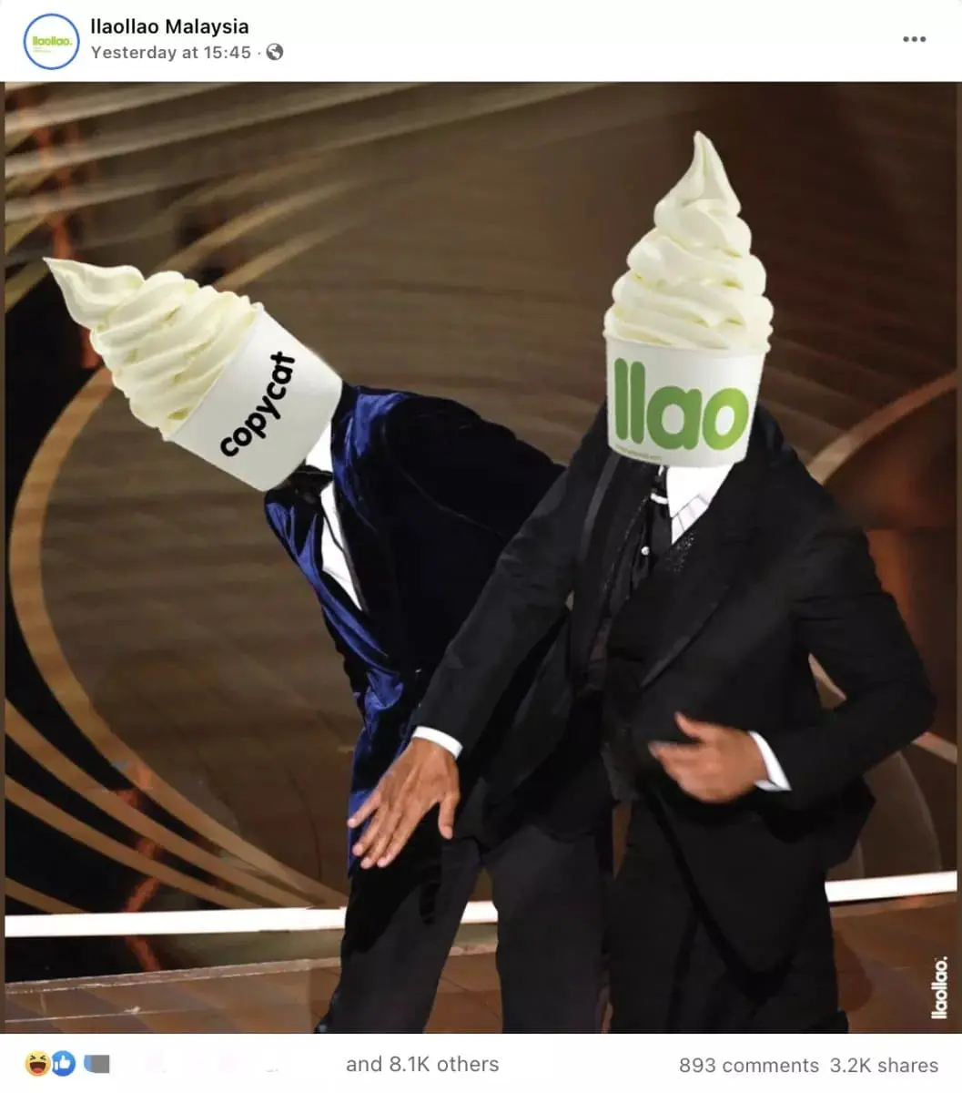 llaollao fight back on copycat with meme