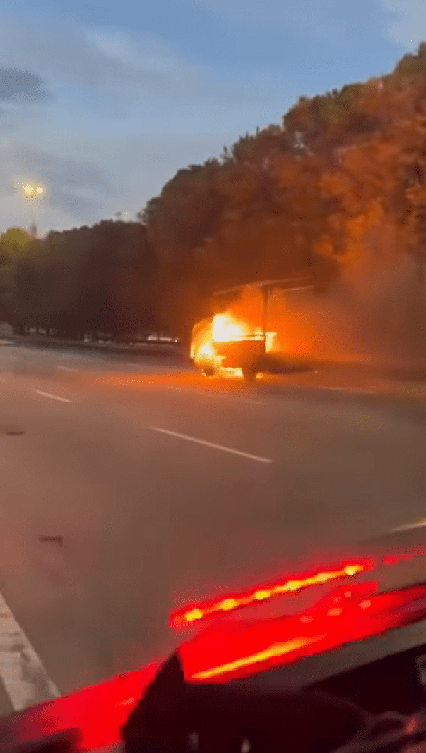 Lorry on fire at highway