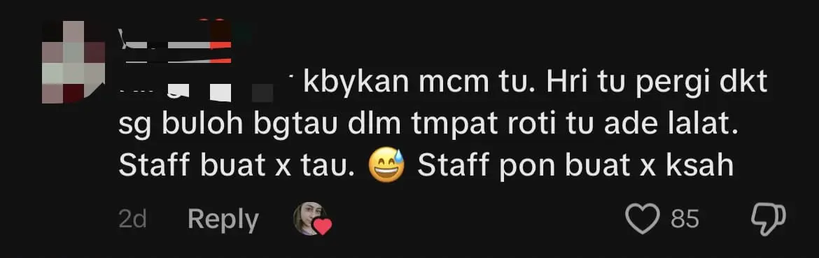 Roach Scuttles Around Pastry At Setia Alam Bakery, Disgusts Netizens comment 3