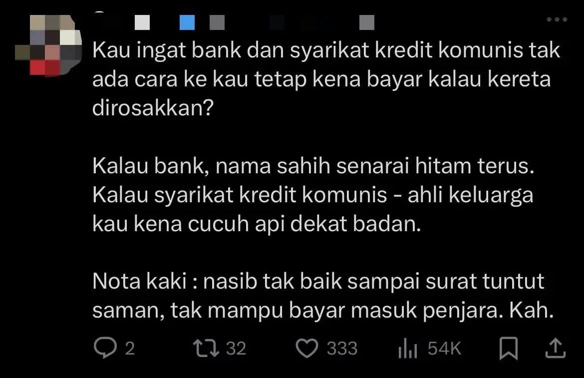 M'sian Woman Wrecks Car She Reportedly Didn't Pay Instalments On For The Past 8 Months comment 1