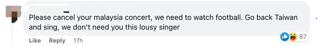 malaysian netizen ask jay chou cancel concert for AFF match comment 08