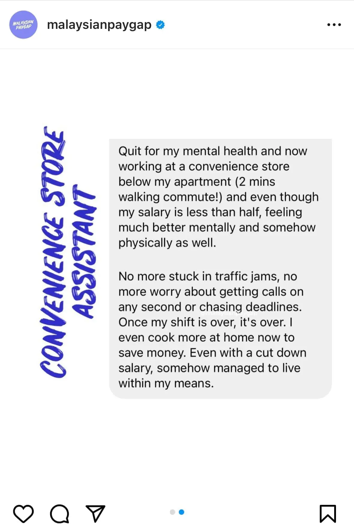 Malaysian quits RM3,700 job to work as cashier