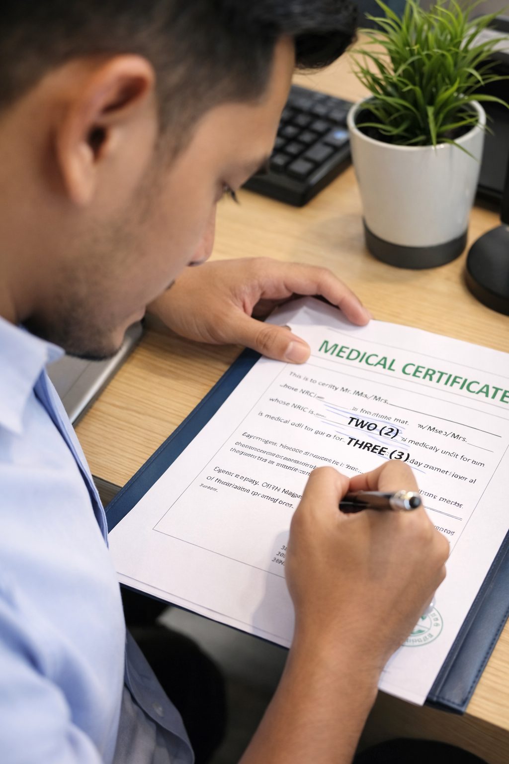 Man changing MC details