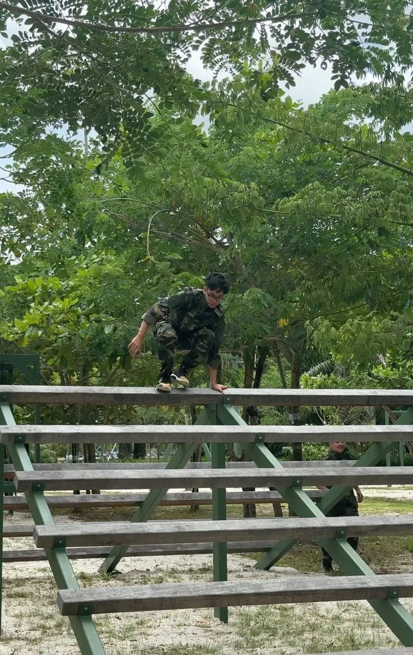 man coming down from the obstacles