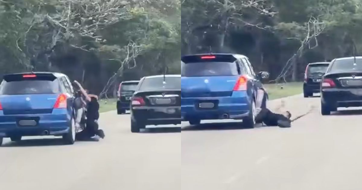 Man hangs on to ex-wife's car