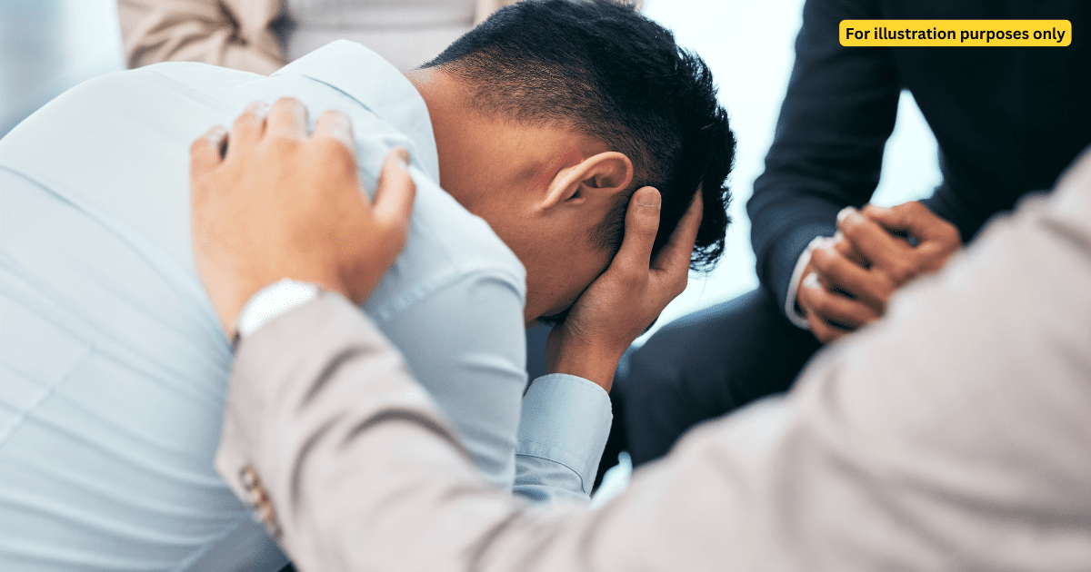 man in stressful state