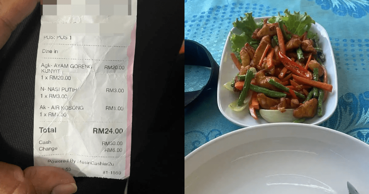 man showing receipt of ayam goreng kunyit he bought at langkawi restaurant