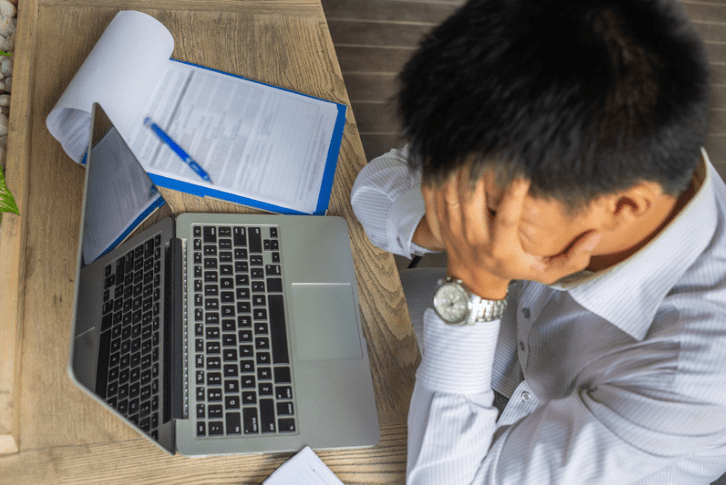 Man stressed at work