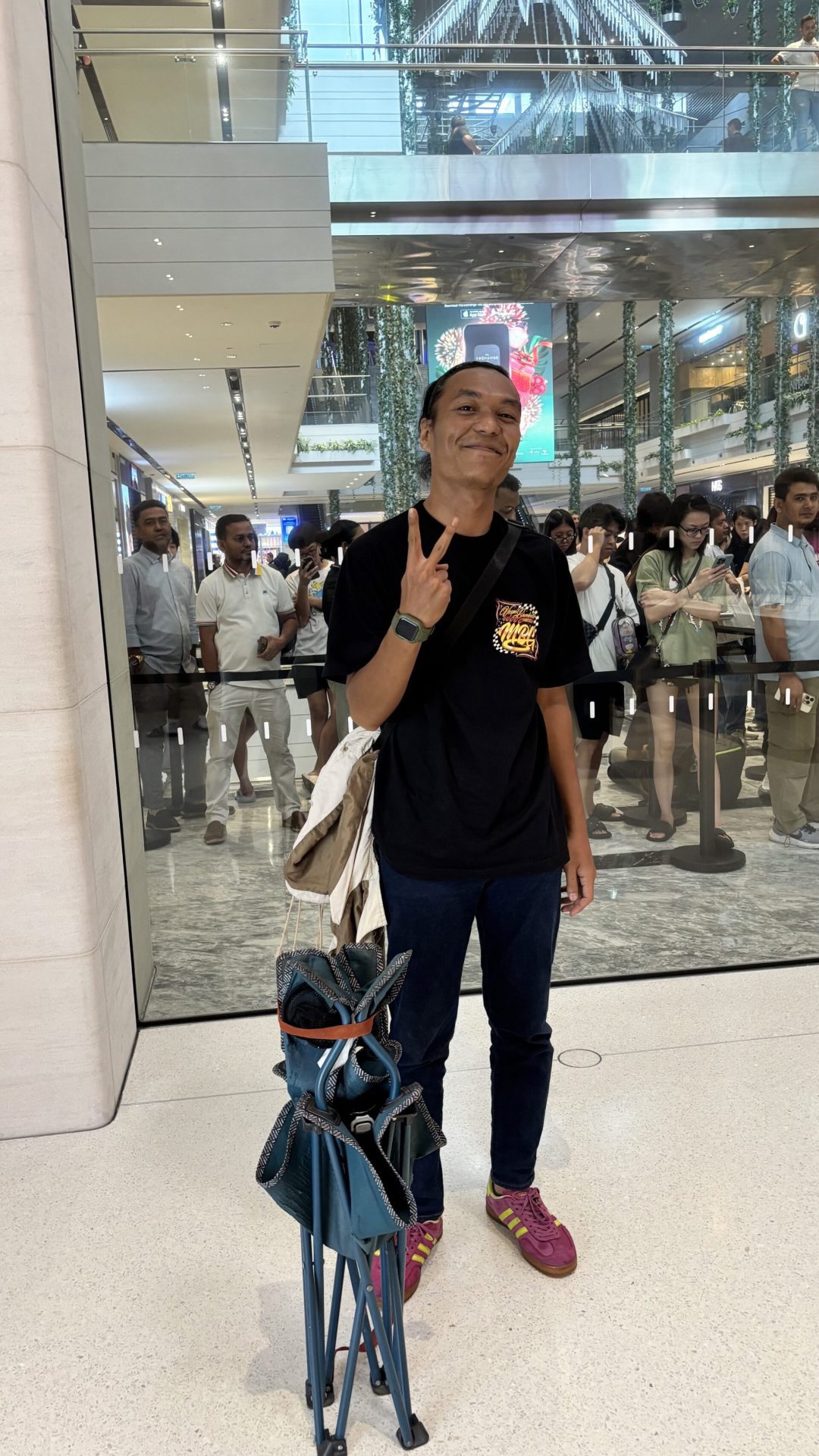 man with his healing chair at trx apple store
