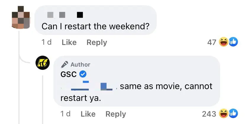 many poke fun at TGV movie restart at GSC facebook page comment 11