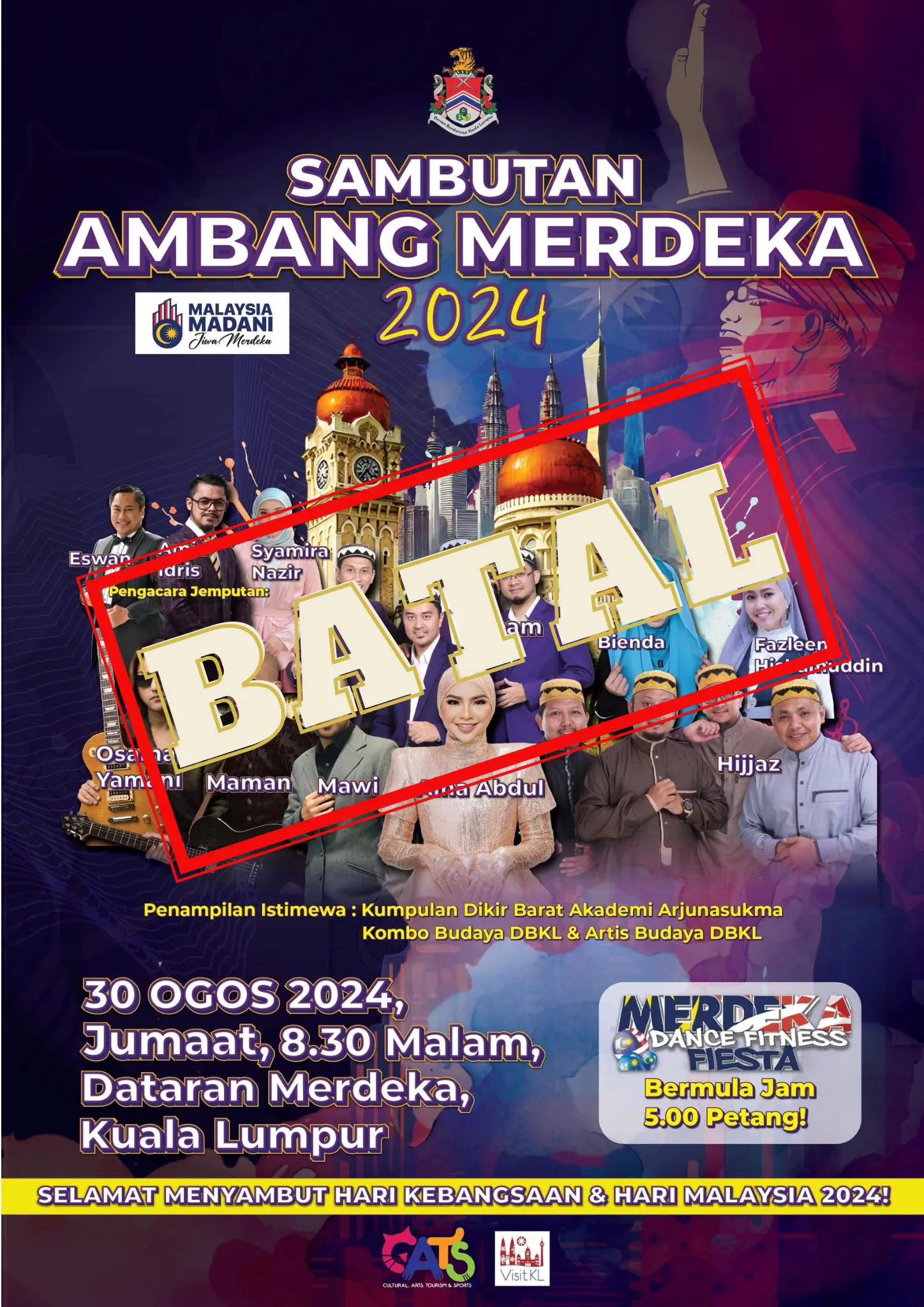 Merdeka Eve celebration cancelled