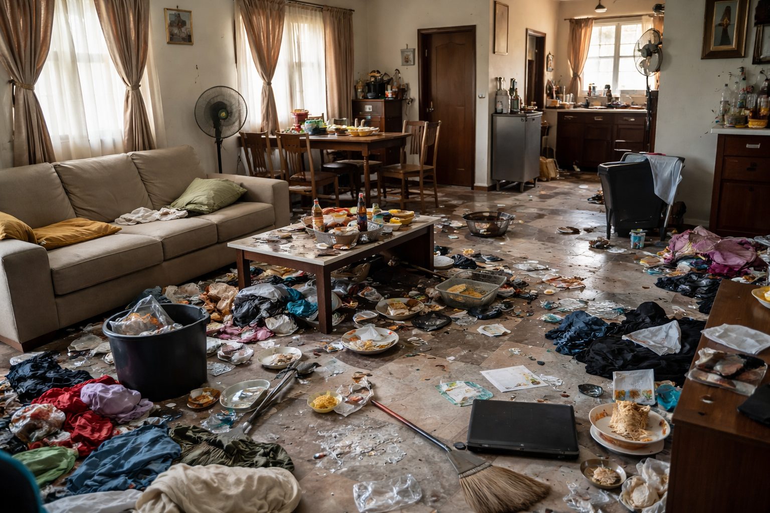 Messy house interior