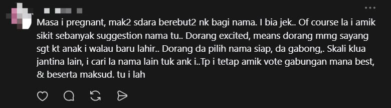 '9 Months For This?' — M'sian Woman Annoyed By MIL Insisting On Naming Her Unborn Child comment 3