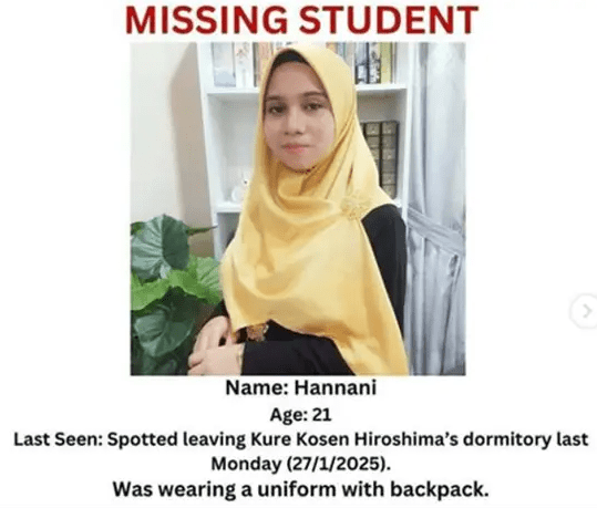 Missing M'sian student in Japan