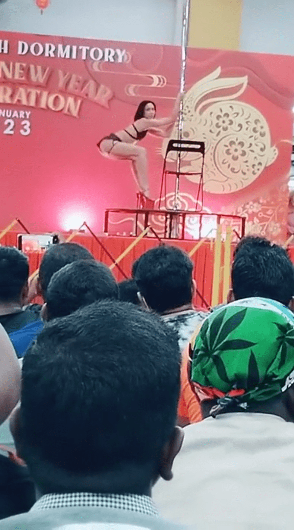 pole dance performance at Tuas South Dormitory