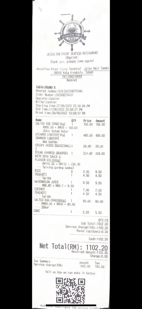 M'sian Family Pays Only RM400 Out Of RM1,102 Bill At Sabah Restaurant, Claims It Was Too Expensive 1