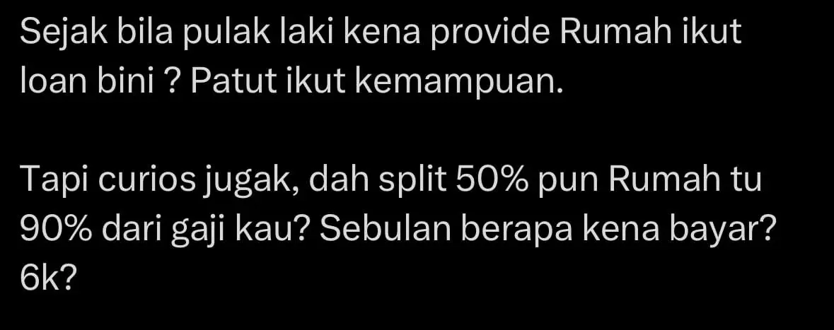 M’sian Man Has 90% Of Salary Taken To Pay For House His Wife Bought Before Marriage comment