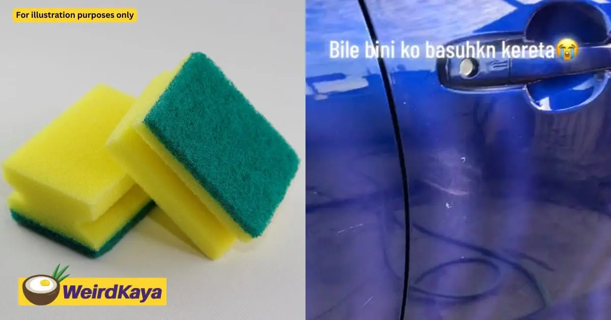M'sian Man In Tears After Wife Uses Green Scouring Sponge To Wash Car, Leaving Scratches