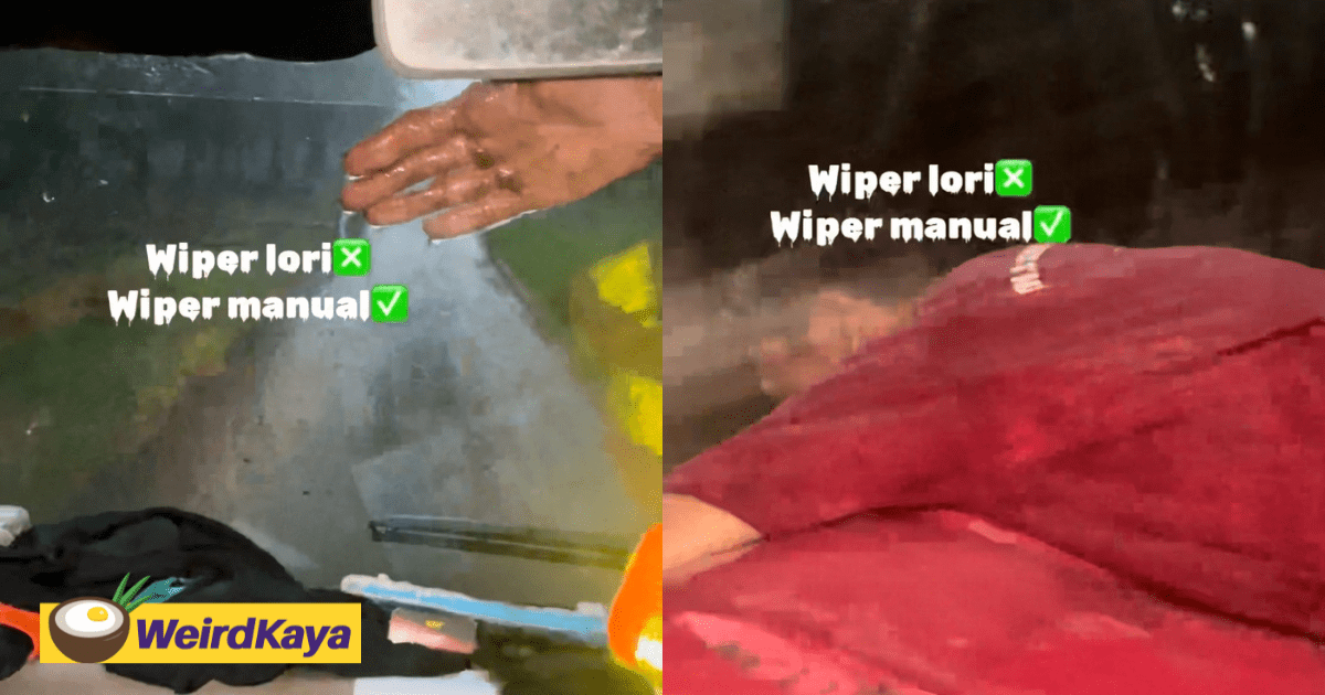 M'sian Man Lies On Top Of Lorry & Uses Hands As 'Wiper' For The Windscreen