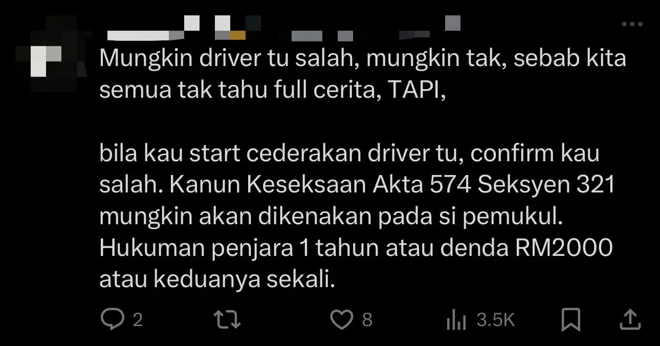 M'sian Man Punches Female Driver After She Hits His Children While Crossing The Road comment 3