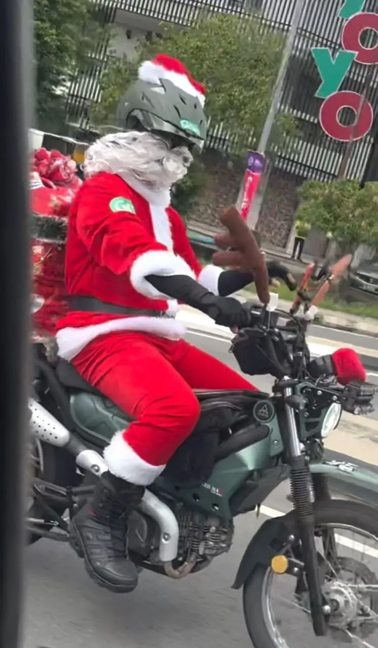 msian man's motorbike donned as reindeer