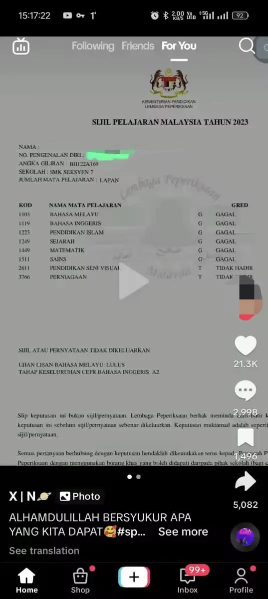 M'sian shows off 6 failed SPM subjects