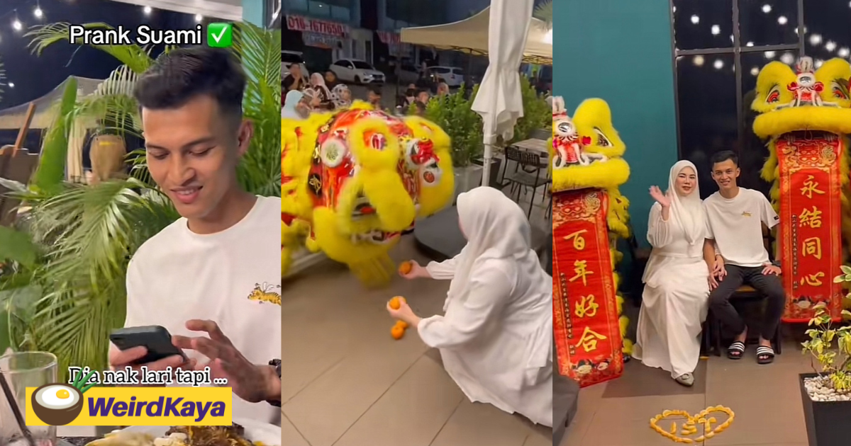 M'sian Wife Surprises Hubby With Lion Dance For Their First Wedding Anniversary