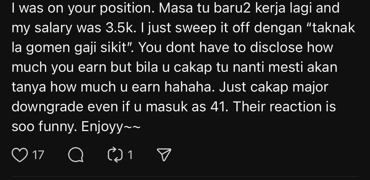 M'sian Woman Earning RM7K Pressured By Family To Get Govt Job Because She Drives A Proton Saga comment