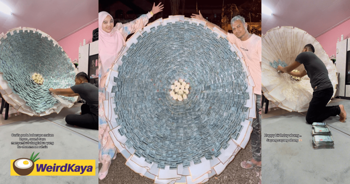 M'sian Woman Gifts Husband RM31k Cash Bouquet For His 31st Birthday To Celebrate Their Love