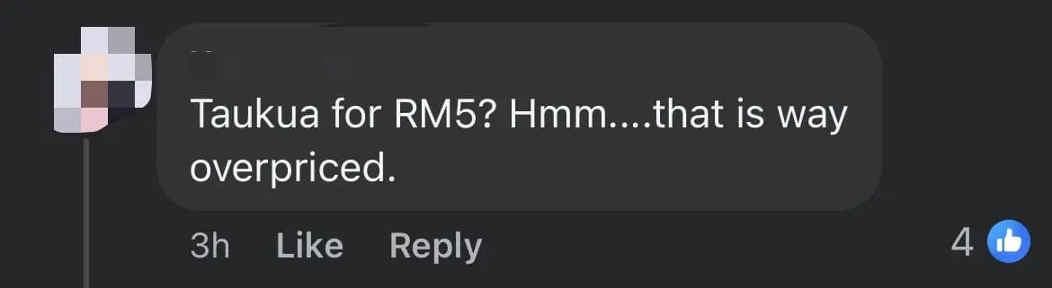 M'sian Woman Rants About Being Charged RM5 For Bean Curd At Penang Stall netizen comment 2