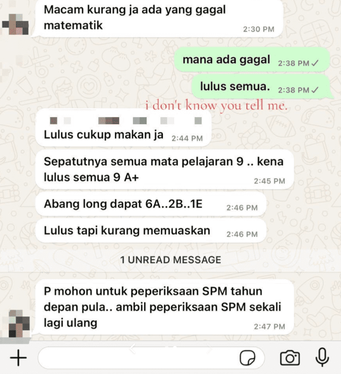 M'sian woman tells son to retake SPM