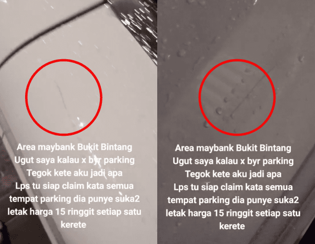 M'sian woman's car scratched after she refused to pay RM15
