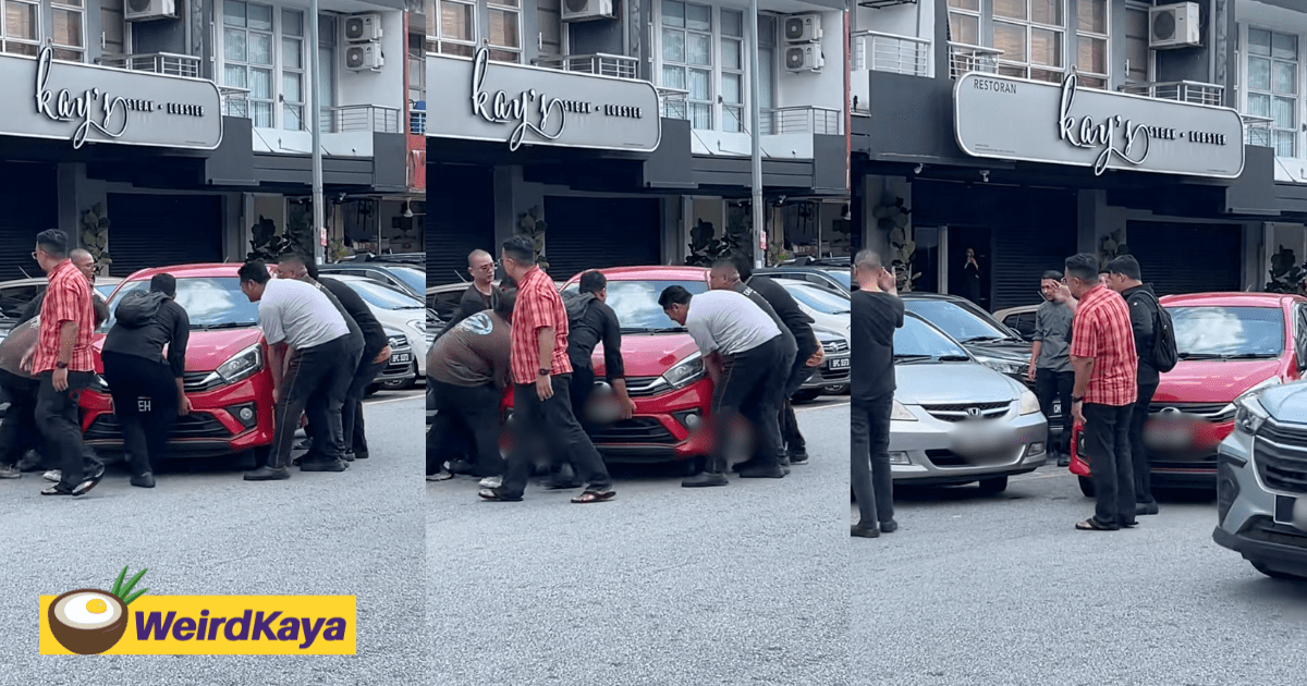 M’sians Physically Lift Double-Parked Axia Blocking Vios, Driver Fined After Police Arrive