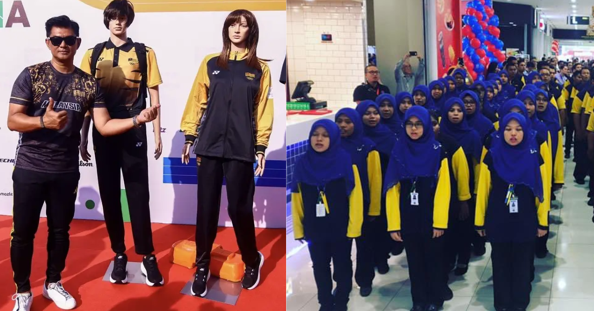 Mydin uniform vs Olympics attire