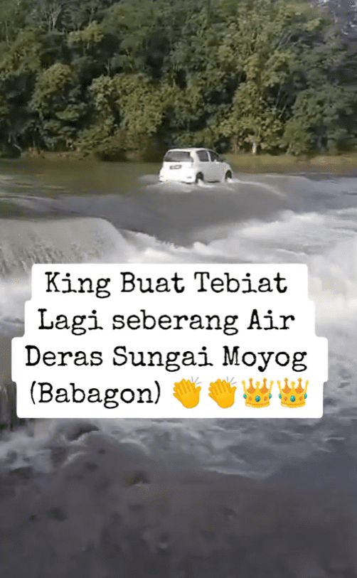 Myvi drives through river in Sabah
