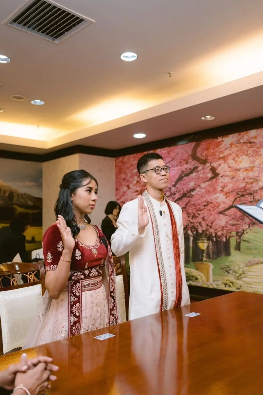 narsheera and nicholas taking vow