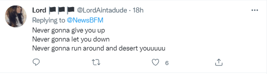Comments to rick rolled email