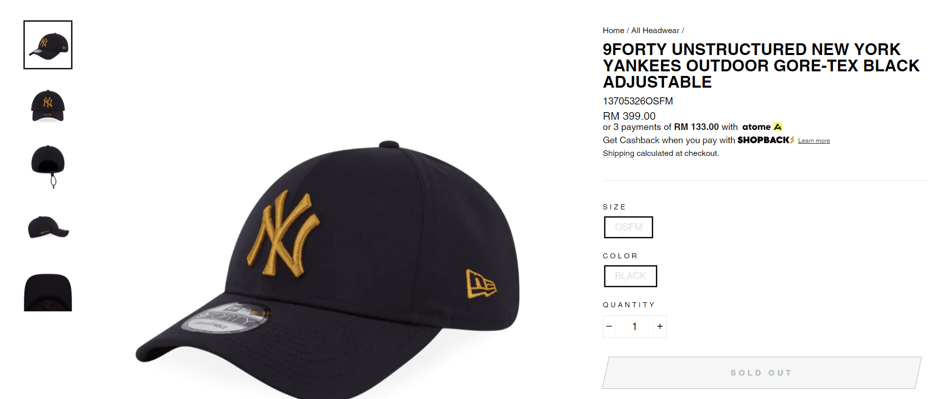 New Era New York Yankees black cap