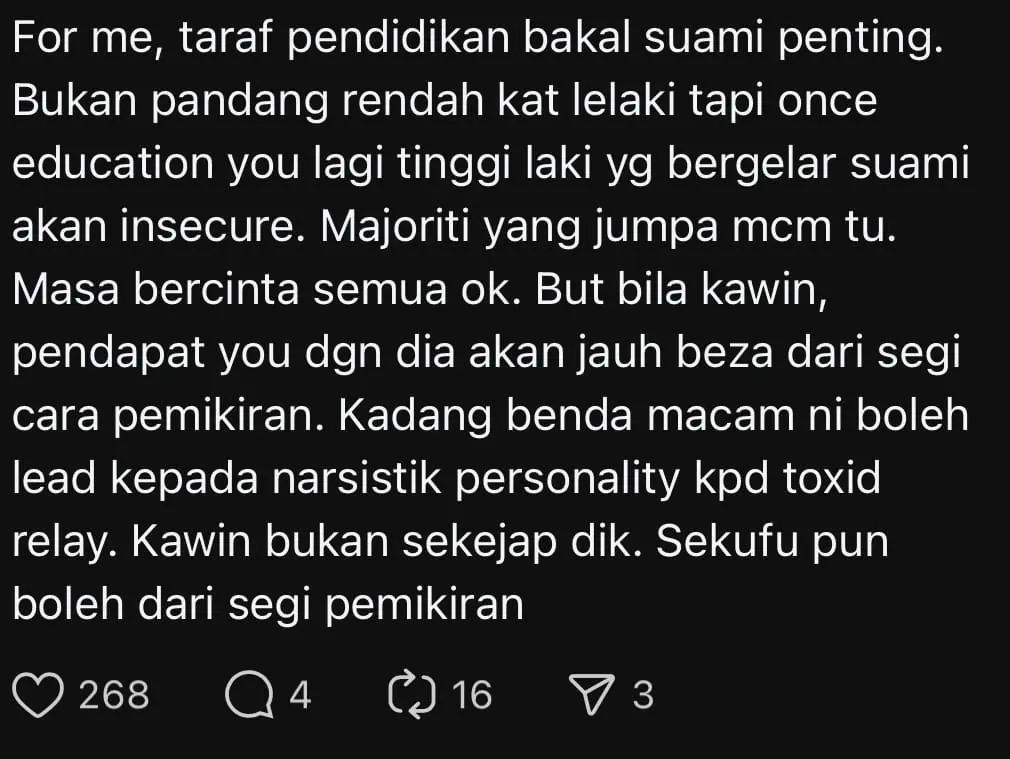 'Not On Her Level' - M’sian Parents Reject Daughter’s BF Marriage Proposal Due To His RM1.8K Salary comment