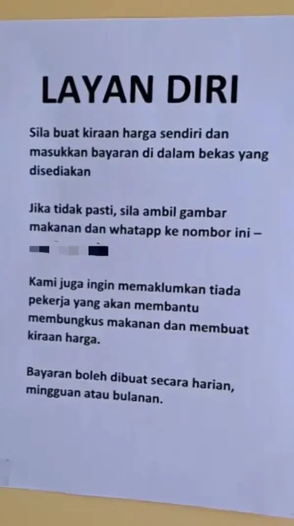 Notice inside mixed rice stall