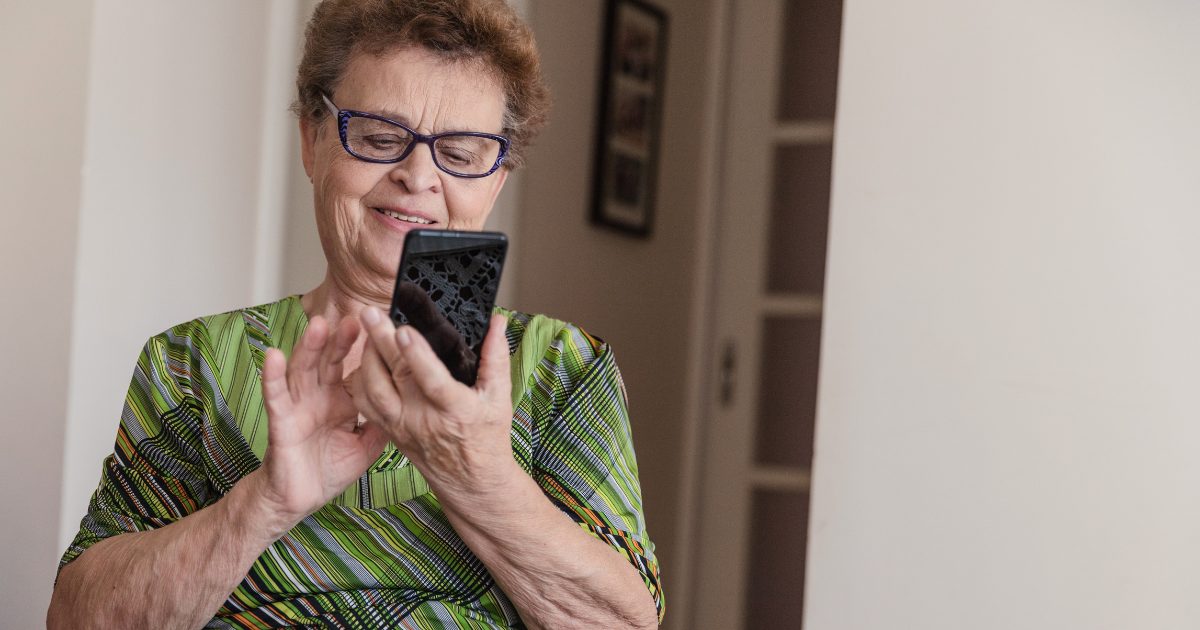 old woman using phone