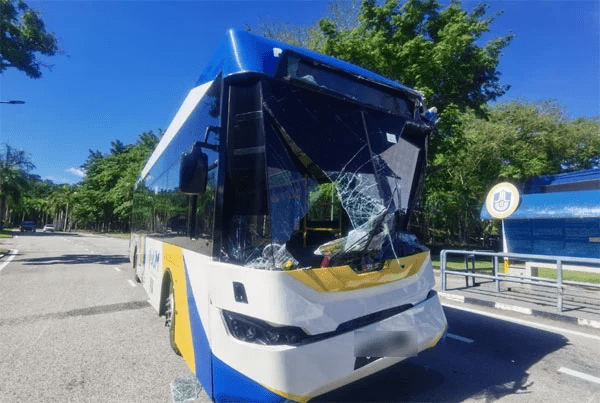 One of the buses damaged in UUM accident